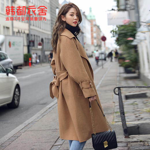 韩都衣舍2019冬装新款女装韩版宽松休闲中长款毛呢外套JW13224筱 商品图2