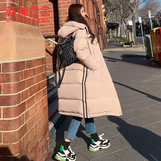 韩都衣舍2019韩版女装冬装新款宽松中长款连帽羽绒服GQ10609耒 商品图1