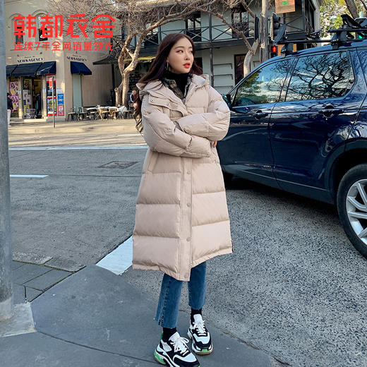 韩都衣舍2019韩版女装冬装新款宽松中长款连帽羽绒服GQ10609耒 商品图2
