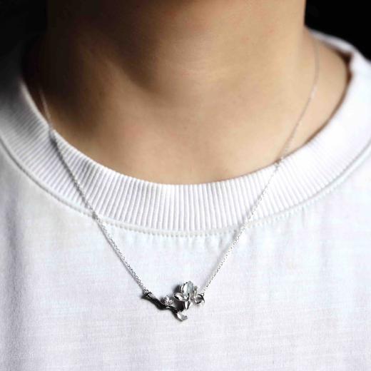 玻璃种翡翠玉兰花锁骨链项链18k白金黄金钻石镶嵌 商品图9