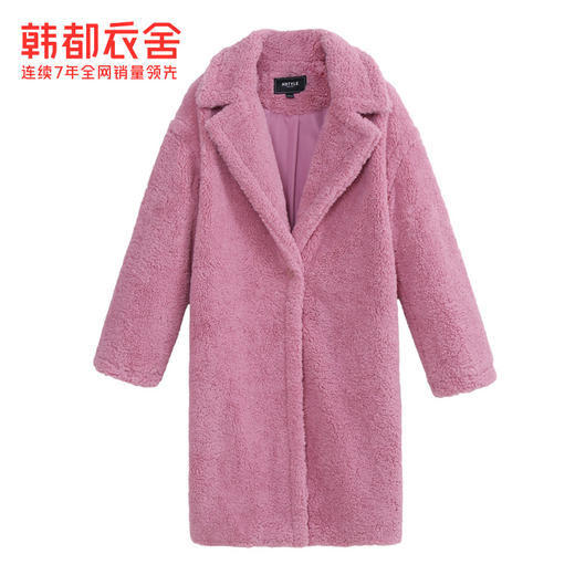 韩都衣舍2019秋冬新款韩版ins潮宽松中长款摇粒绒外套女OM80903鲲 商品图4