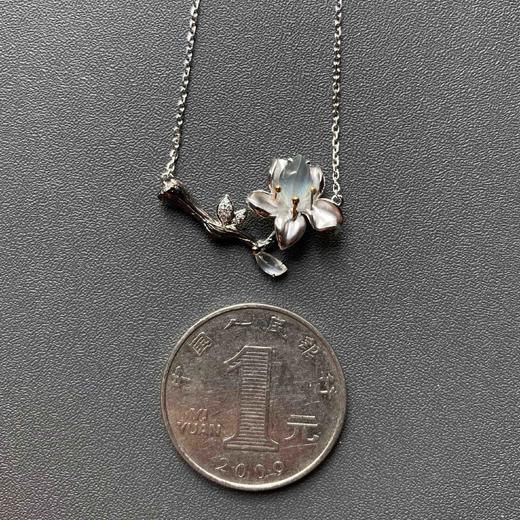 玻璃种翡翠玉兰花锁骨链项链18k白金黄金钻石镶嵌 商品图4