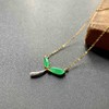 高冰种阳绿翡翠萌芽锁骨链18k黄金白金钻石镶嵌 商品缩略图1