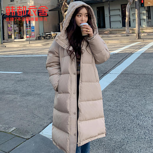韩都衣舍2019韩版女装冬装新款宽松中长款连帽羽绒服GQ10609耒 商品图0
