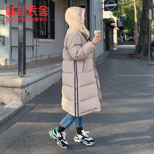 韩都衣舍2019韩版女装冬装新款宽松中长款连帽羽绒服GQ10609耒 商品图3