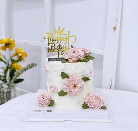 韩式裱花简约高贵鲜花蛋糕