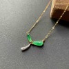 高冰种阳绿翡翠萌芽锁骨链18k黄金白金钻石镶嵌 商品缩略图0