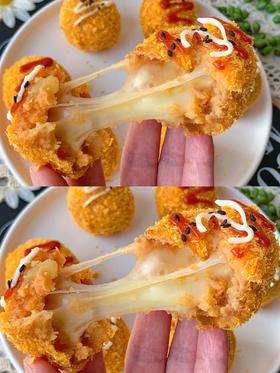 无油炸会拉丝的可乐芝士土豆球