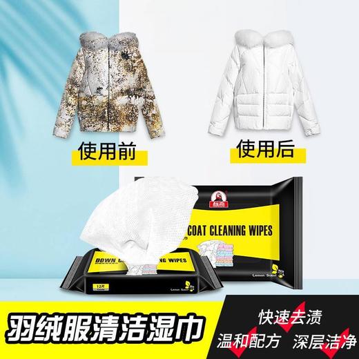 【羽绒服清洁湿巾】免水洗去污！随时随处避免尴尬，携带方便，护手不伤衣 商品图0