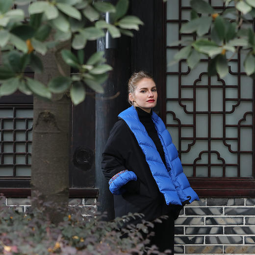 HP19W95女士时尚无帽翻袖鹅绒服 商品图1