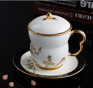 国瓷永丰源夫人瓷石榴家园三件套盖杯（240ml）-白色 商品图0