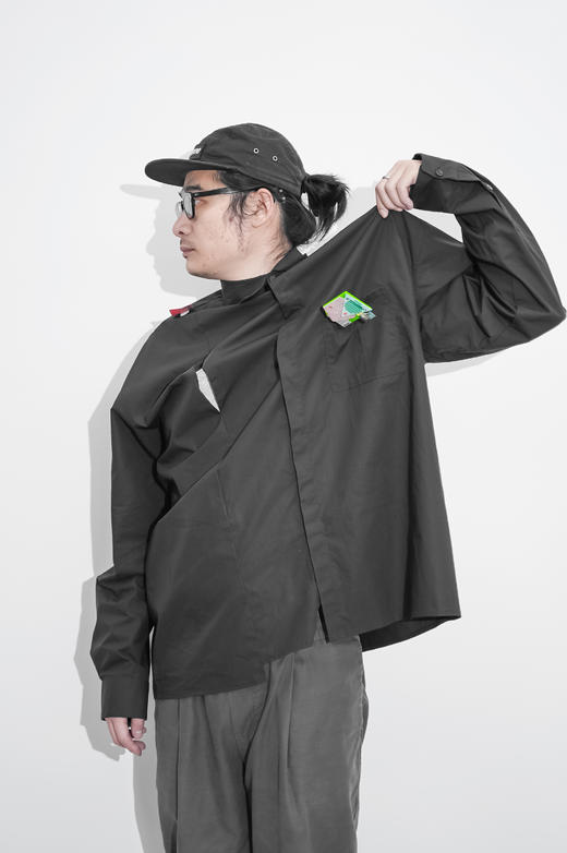 十点睡觉有限实验室X张宇飞   贡缎斜领衬衣 商品图8