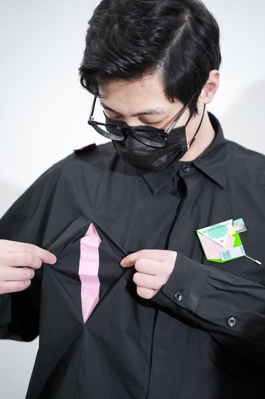 十点睡觉有限实验室X张宇飞   贡缎斜领衬衣 商品图3