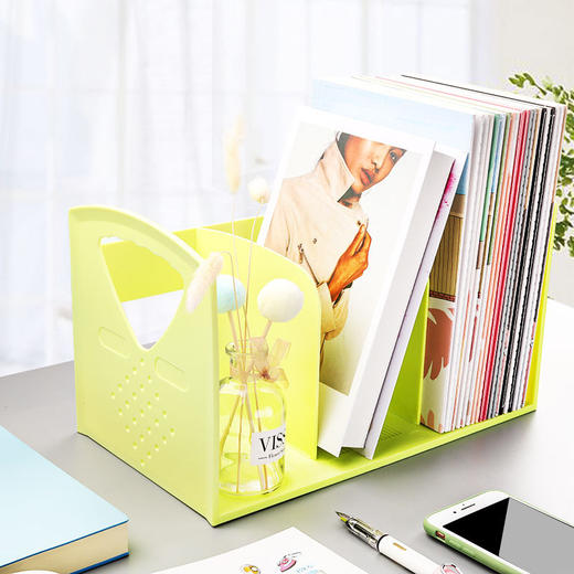 【3格书立，归类整洁】桌面书架书夹书靠简易桌上中小学生课本收纳盒ins风桌面塑料文件架幼儿园宝宝文具整理办公创意办公桌上的固定书本书夹子书挡卡书夹 商品图3