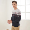 METTE羊绒世家秋冬男圆领100%山羊绒衫时尚撞色印花偏厚保暖毛衣 商品缩略图1