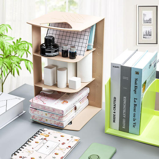 【3格书立，归类整洁】桌面书架书夹书靠简易桌上中小学生课本收纳盒ins风桌面塑料文件架幼儿园宝宝文具整理办公创意办公桌上的固定书本书夹子书挡卡书夹 商品图2