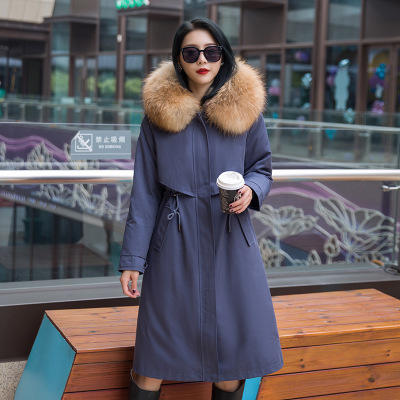 CJ-2020新款青根貂整皮内胆貉子大毛领女士派克服 商品图3