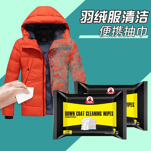 【羽绒服清洁湿巾】免水洗去污！随时随处避免尴尬，携带方便，护手不伤衣 商品图1