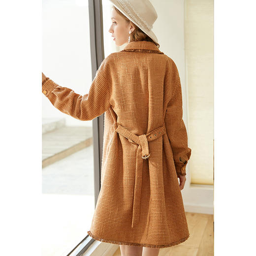 欧芮儿2020春新款长袖粗花呢小香风外套女中长款宽松休闲上衣 商品图2