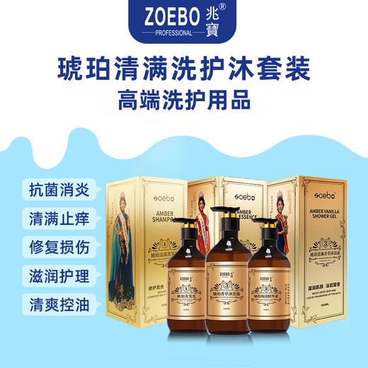 兆宝琥珀清满洗发水护发素沐浴露清螨止痒洁净去屑控油洗发水露 商品图2