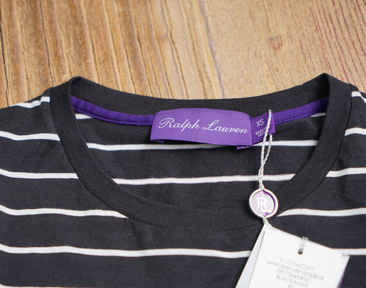 专柜现货ralph lauren rl紫标黑白条纹t恤pima棉拉夫劳伦rrlpolo