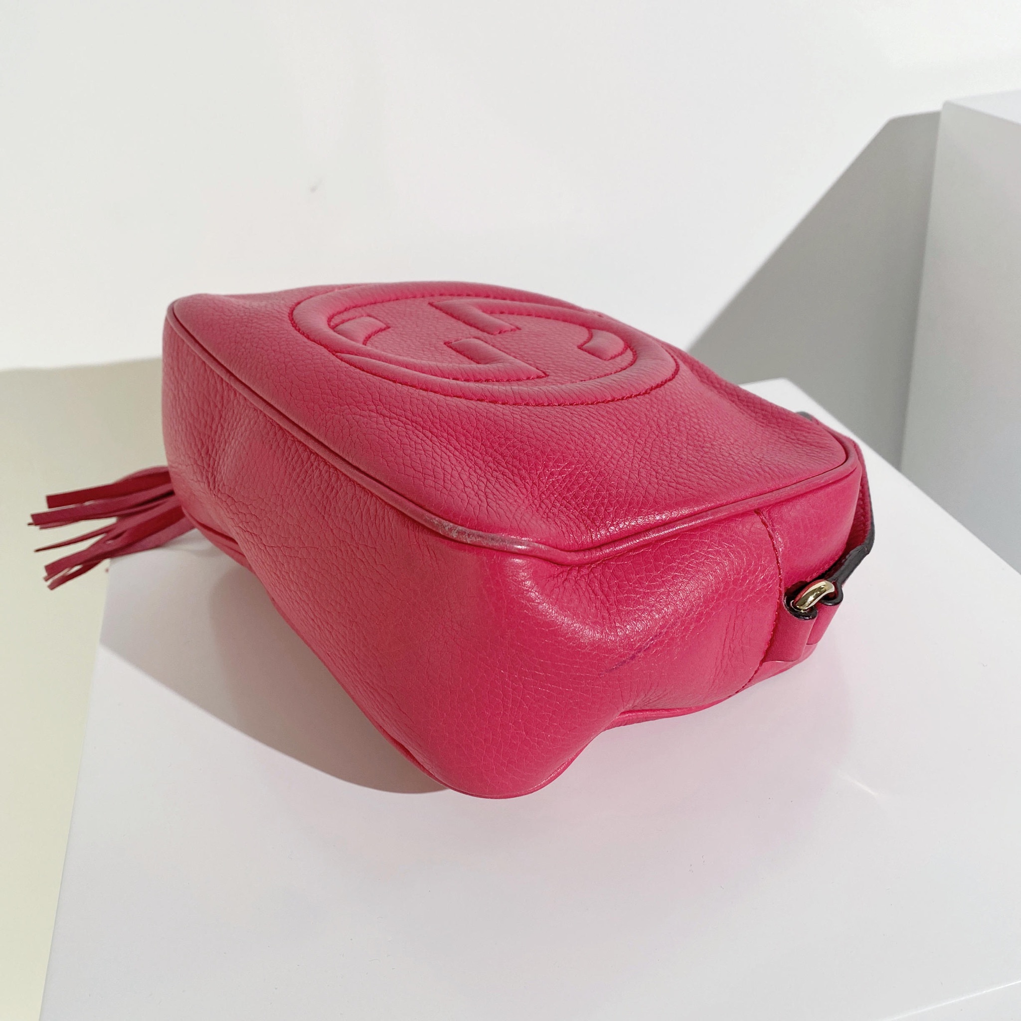 gucci disco soho 流苏 红色 全牛皮 相机包