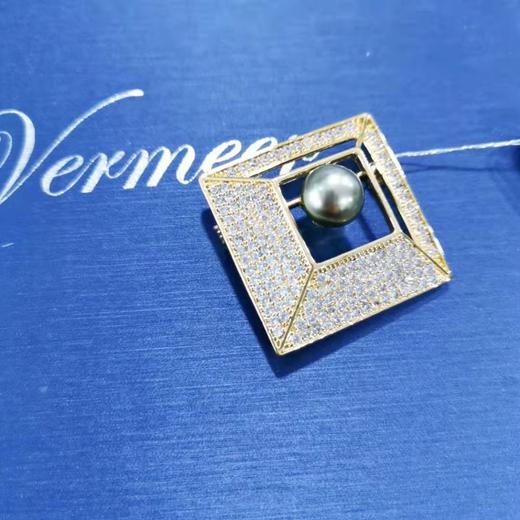 SVT210-BRYT9 大溪地几何酷方两用胸针 吊坠 胸针两用 T9-10 大溪地黑珍珠 商品图0