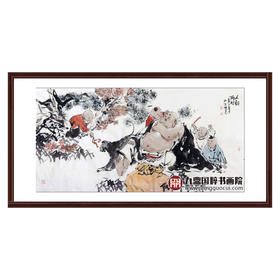 杨西沐《人财两旺》68*138cm 人物横幅作品 茶室/客厅挂画