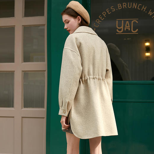 欧芮儿燕麦色中长双面呢外套 商品图2