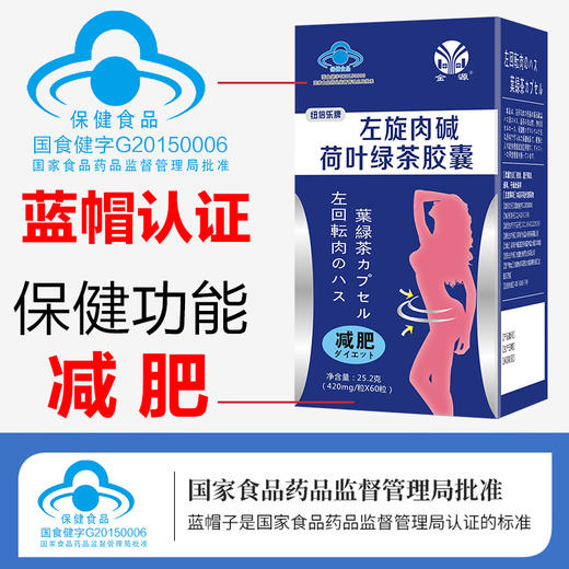 左旋肉碱绿茶胶囊减肥瘦身燃脂顽固型排油搭纤婕苹果荷叶茶 商品图1