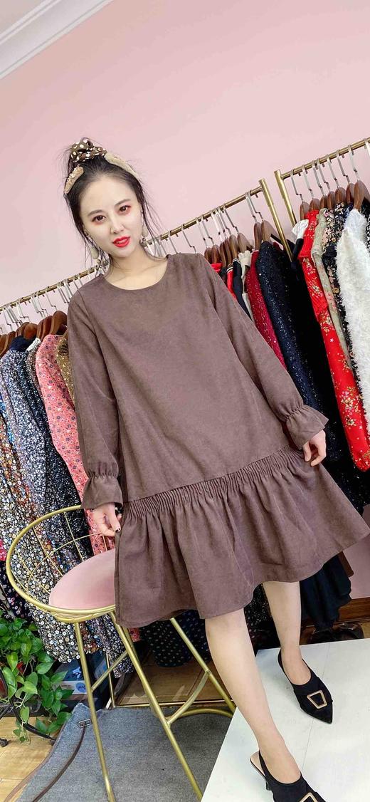 鱼尾抽褶灯芯绒连衣裙 - 沈阳五爱欣欣服饰