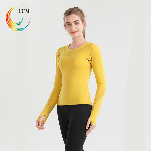 LUM39676露檬秋冬新品拼纱瑜伽长袖 商品图3