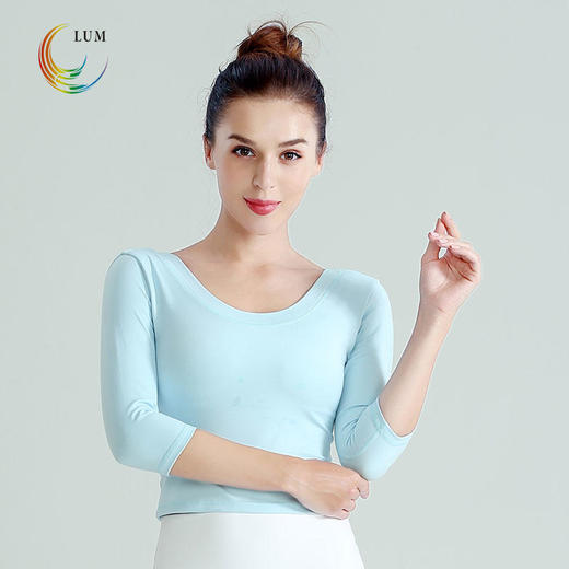 露檬瑜伽新款裸感系列瑜伽服七分袖短款（含胸垫）LUM39109 商品图3