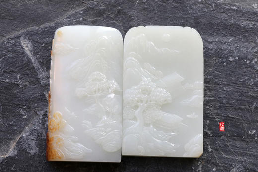 和田玉（羊脂玉）籽料对牌挂件--胜日寻芳 101.73/101.37g 商品图7