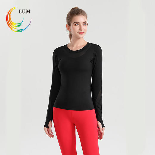 LUM39676露檬秋冬新品拼纱瑜伽长袖 商品图1