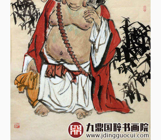 杨西沐《人财两旺》68*138cm 人物竖幅作品 玄关/茶室挂画 商品图5