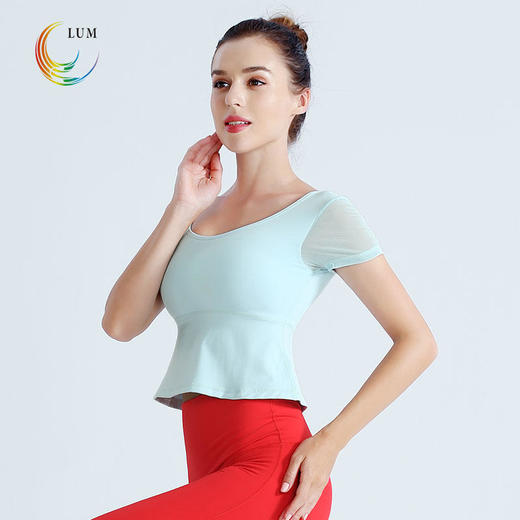 露檬瑜伽新款裸感系列瑜伽短袖（含胸垫）LUM39108 商品图4