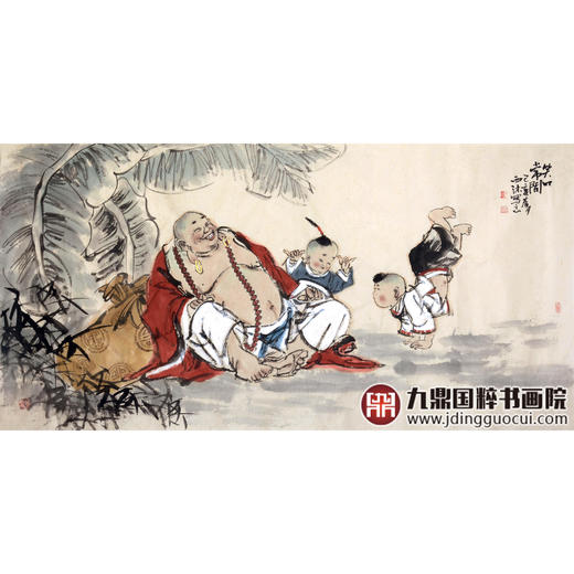 杨西沐《笑口常开》68*138cm 人物横幅作品 茶室/客厅挂画 商品图1