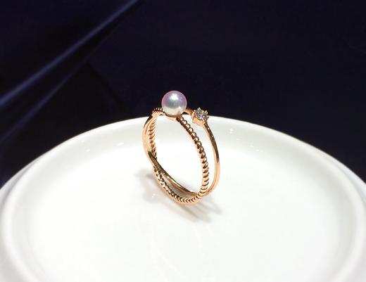 【058】原创设计款·纤细感18K金镶钻AKOYA珍珠戒指·真珠盛宴 商品图1