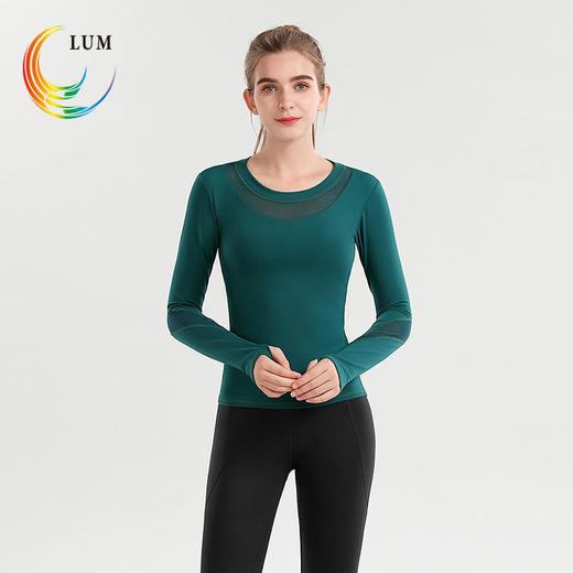 LUM39676露檬秋冬新品拼纱瑜伽长袖 商品图0
