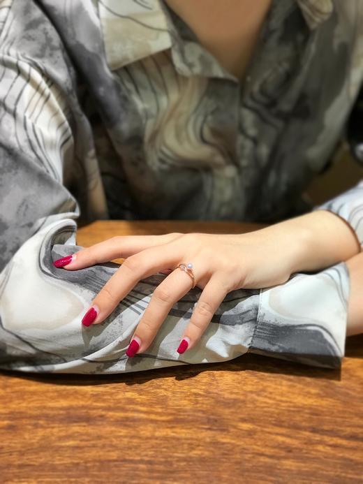 【058】原创设计款·纤细感18K金镶钻AKOYA珍珠戒指·真珠盛宴 商品图2