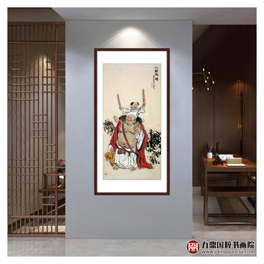 杨西沐《人财两旺》68*138cm 人物竖幅作品 玄关/茶室挂画 商品图3