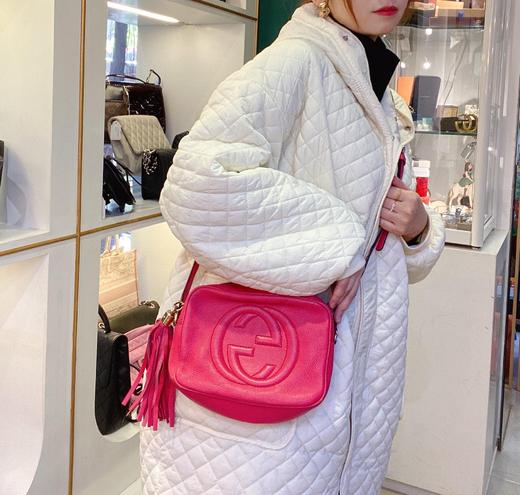 gucci disco soho 流苏 红色 全牛皮 相机包