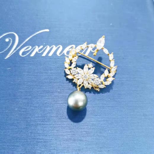 SVT198-BRYT10 大溪地璀璨花篮两用胸针  T10-11mm 大溪地黑珍珠 商品图0