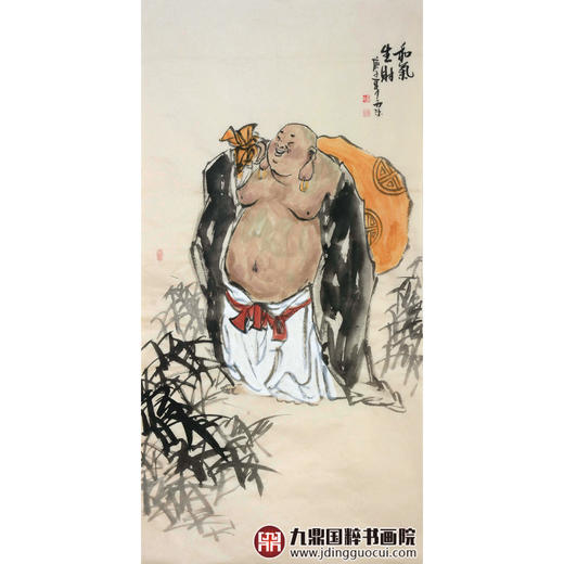 杨西沐《和气生财》68*138cm 人物竖幅作品 茶室/客厅挂画 商品图1