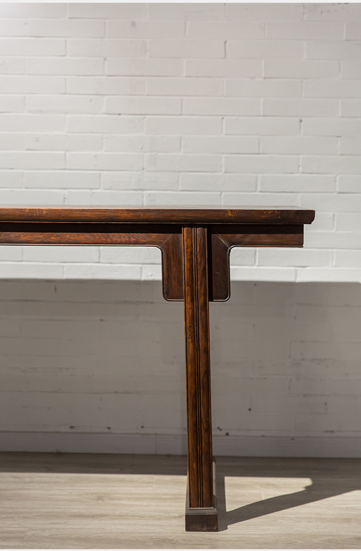 清 红木夹头榫刀牙板带托子平头案