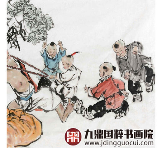 杨西沐《六顺图》70*122cm 人物横幅作品 茶室/客厅挂画 商品图5