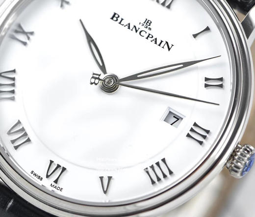 ZF新品【谦敬大作 致敬原版】宝珀6651-1127-55B搪瓷白，柳叶针，罗马刻度，简洁明快。黑色胎牛皮表带，柔软舒适。犹如腕间绅士，经典非凡【表壳】口径40mmX8.7mm 商品图2