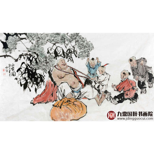 杨西沐《六顺图》70*122cm 人物横幅作品 茶室/客厅挂画 商品图1