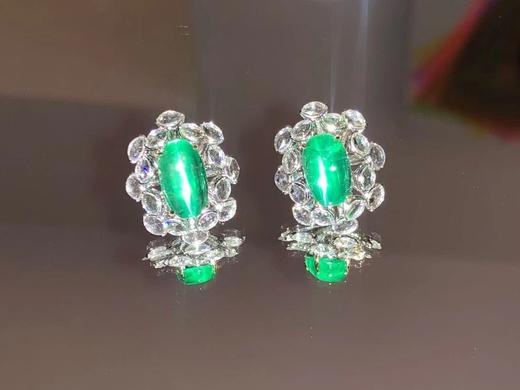 “凝视”罕见收藏级祖母绿猫眼耳钉 商品图1